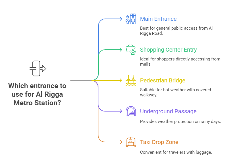 Access points to al rigga metro station visual selection